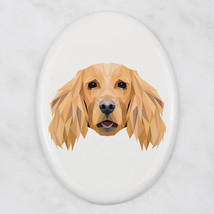 A ceramic tombstone plaque with a English Cocker Spaniel dog. Art-Dog geometric  - £8.03 GBP