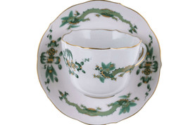 Meissen Rich Court Dragon Green Demitasse Espresso cup and saucer (multi... - $159.39