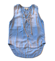 NWoT Cloth &amp; Stone Blue Chambray Lace-up High Low Sleeveless Popover Tank Top S - £22.92 GBP