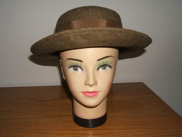 VINTAGE ARLIN 100% Wool Brown Hat w/Band &amp; Bow - £15.72 GBP