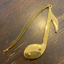 Golden Quarter Note Tree Ornament 3 1/2 inches - £10.21 GBP