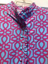 NWT IBKUL KELEIGH TURQUOISE PINK Long Sleeve Ruffle Mock Shirt - XS M XL & XXL image 2