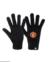 Adidas MUFC Manchester Unit Gloves Men&#39;s Soccer Football Gloves Black NW... - $54.81
