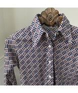 Vintage 70s Cricket Lane Brown Blue Dagger Collar Polyester Button Front... - $429.46 MXN