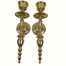 Vintage Brass Candle Holders Wall Sconces Set of 2  Single Arm 12&quot; - £27.39 GBP