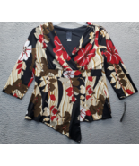 JTB Blouse Top Womens XL Multi Floral Empire Waist Wrap Front 3/4 Sleeve... - $31.89 CAD