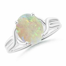 ANGARA 10x8mm Natural Opal Criss-Cross Cocktail Ring for Women in 14K Solid Gold - £785.82 GBP