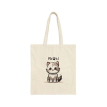 funny cat meow animal lovers gift Cotton Canvas Tote Bag - £15.33 GBP