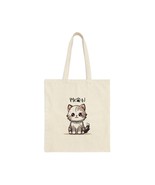 funny cat meow animal lovers gift Cotton Canvas Tote Bag - £15.35 GBP
