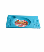 Dinner Lunch Food Trays Plastic w Flatware 5 Sections 10”x14.3”, Turquoise - $12.75