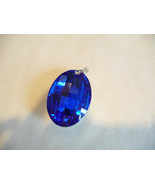 Oval Pendant, Cobalt Necklace, Cobalt blue, Blue, Huge, Crystal, stateme... - £23.91 GBP