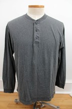 Vtg 90s Eddie Bauer M Gray Soft Cotton Henley Long Sleeve Shirt - £15.81 GBP