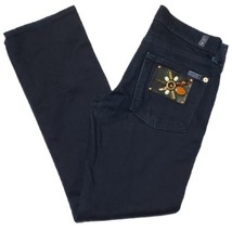 7 For All Mankind Women&#39;s Jeans 27 Straight Leg Blue Dark Jeweled Pocket... - £16.15 GBP