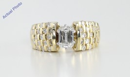 14K Yellow Gold Emerald &amp; Round Diamond Fashion Ring (1.85 Ct E-F SI1) - £3,249.24 GBP