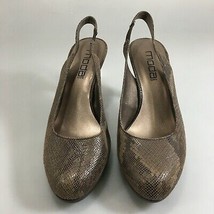 Moda Spana 9 M Karah Brown Leather 3.75&quot; Heels Slingback Pumps Shoes - £26.58 GBP