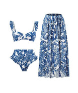 Women Bikini Set 3 pieces Ruffled Lace Up Brazilian Thong Swimsuits with... - $54.80 CAD