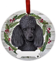 Poodle Dog Wreath Ornament Personalizable Christmas Tree Holiday Decoration - £11.46 GBP