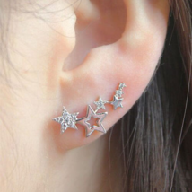 925 Silver Stars Stud Earrings - New - £13.46 GBP