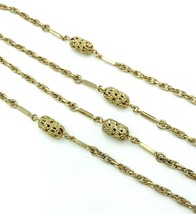 Vintage 70&#39;s Sarah Coventry Four Seasons Gold Tone Filigree Chain Necklace 54&quot; - £18.93 GBP