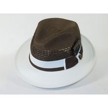 Men's Bruno Capelo Belvedere 2-Tone Straw Style Fedora Hat BD968 Brown/White image 2