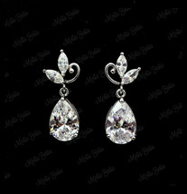 2.5Ct Pear Cut VVS1 Diamond Drop Dangle Push Back Earrings 14K White Gold Finish - £70.51 GBP