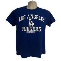 MLB LA Los Angeles Dodgers Baseball Blue Graphic T-Shirt Medium Stretch Cotton - £19.82 GBP