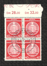 Ddr - East Germany - 1956 40 Dienstmarke &quot;On Service&quot; - Nh - Cto - Block Of 4 - £6.77 GBP