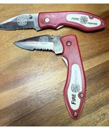 2 Rostfrei Red Fire Fighter Barracuda Knife w/Belt Clip Service Through ... - $19.25