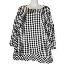 J Jill Womens XL Peplum Top Plaid Check Tunic Pullover Long Sleeve Vacat... - $17.17