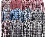 Men’s Western Pearl Snap Button Down Casual Long Sleeve Plaid Cowboy Shirt - $26.24