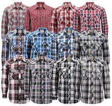 Men’s Western Pearl Snap Button Down Casual Long Sleeve Plaid Cowboy Shirt - $25.48+