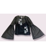 Hollister Womens Long Sleeve Black Sheer Top Size XS Embroidered Mesh Y2... - $17.33
