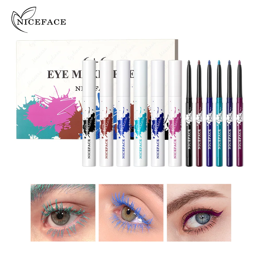 Makeup Set 6Pcs Mascara + 6Pcs Eyeliner Gel Pencil Cream Make Up Colorful Eye Li - $133.15