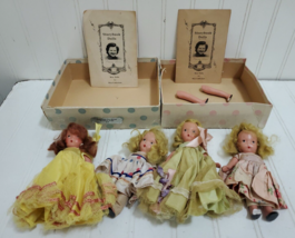 Vintage Lot of 4 Nancy Ann Storybook Bisque Dolls &amp; Clothes Jointed Arms... - $47.88