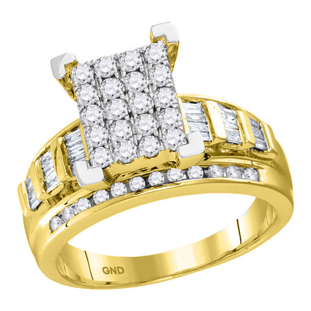10kt Yellow Gold Round Diamond Cluster Bridal Wedding Engagement Ring 1-1/2 Ctw - £1,125.18 GBP