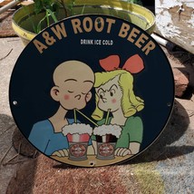 Vintage 1950 A&amp;W Root Beer &#39;&#39;Drink Ice Cold&#39;&#39; Porcelain Gas And Oil Pump... - $125.00
