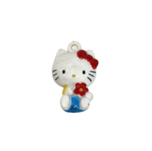 Vintage 1983 Sanrio Hello Kitty W/ Red Flower Small Pvc Jewelry Charm - £17.75 GBP