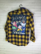 Teen Titans Go Graphic Print Plaid Hooded Button Front Shirt Youth Boys ... - $41.57