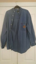 Vintage Aeropostale Old-Style Emblem Blue Men&#39;s Stonewash Long-Sleeved Shirt Sm - £13.24 GBP
