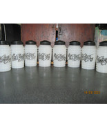 (8) Vintage Hazel Atlas Black Scroll spice shaker set VGUC - $110.00
