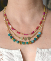 Multistrand Necklace, Gemstone Multistrand Necklace, Agate necklace (109)  - £18.89 GBP