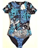 Johnny Was One-Piece Surf Swimsuit  Surf Blue-Fly Neoprene Zip-Up Sz - L - £172.80 GBP