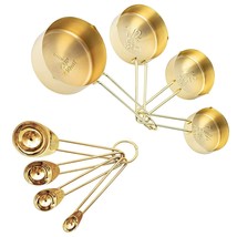 Gold Measuring Cups And Spoons Set, 8 Pcs Metal Measuring Cups And Metal... - $33.99