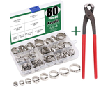 80Pcs 1/4&quot;-15/16&quot; 304 Stainless Steel Single Ear Hose Clamps Pex Pinch C... - £29.49 GBP