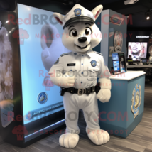 White police officer mascot costume character dressed with T-Shirt and Lapel pin - £940.21 GBP