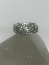 Rope ring solid band sterling silver women men size 7.75 - £37.42 GBP
