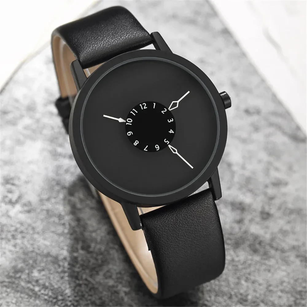 Fashion Creative Watches Men Casual Sport Watches Leather Band Quartz Wa... - £12.13 GBP