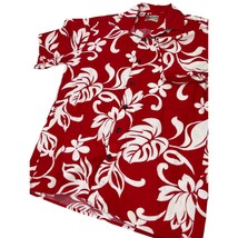 Hilo Hattie Hawaiian Shirt Camp Aloha 100% Cotton Red Floral Medium M - $24.72