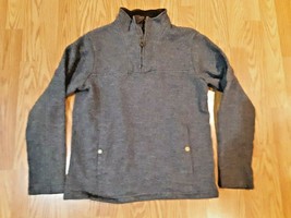 LANDS' END Men's Gray 100% Polyester LS 1/4 Zip Pullover Sweatshirt Size L 42-44 - $19.79