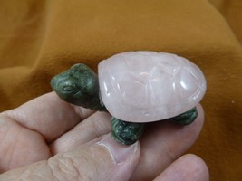 (Y-TUR-LAT-728 pink + green serpentine TURTLE tortoise 2piece gemstone FIGURINE - £18.35 GBP